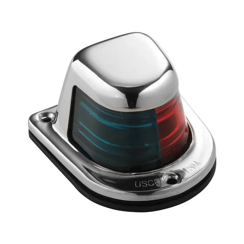 Attwood 1-Nautical-Mile Bi-Color Red/Green Sidelight – Deck-Mounted, Stainless Steel Housing, 12V 1