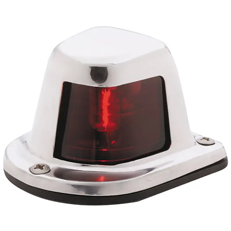 Attwood 1-Nautical-Mile Red Sidelight – Deck-Mounted, Stainless Steel Housing, 12V 1