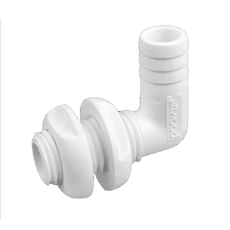 Attwood 90° Thru-Hull Fitting For Marine Plumbing – 1-1/8" Id White Plastic Connector 1