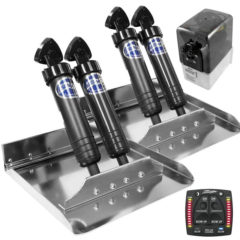 Bennett 12" × 12" Sport Trim Tab System – Compact Hydraulic Setup With Visual Indicator 1