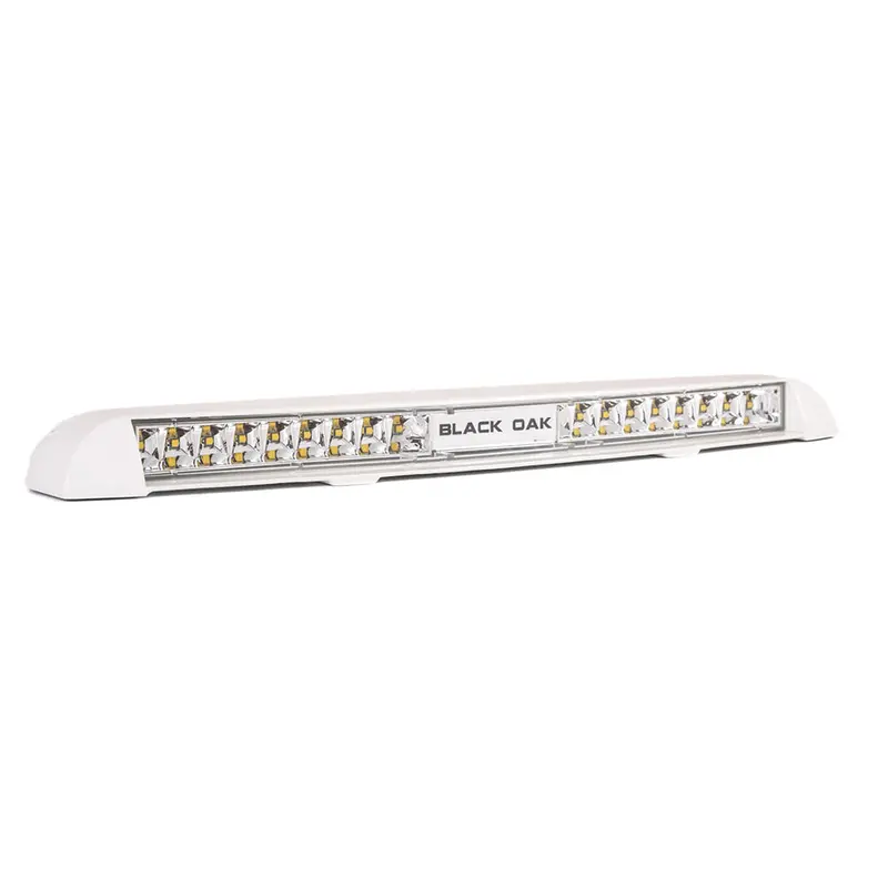 Black Oak Low-Profile Marine Floodlight Bar – White Housing – Flood Beam 1