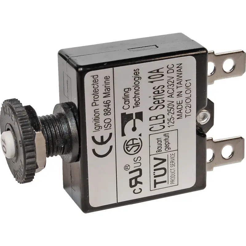 Blue Sea 10A Push-Button Thermal Circuit Breaker With Quick-Connect Terminals – Model 7054 1