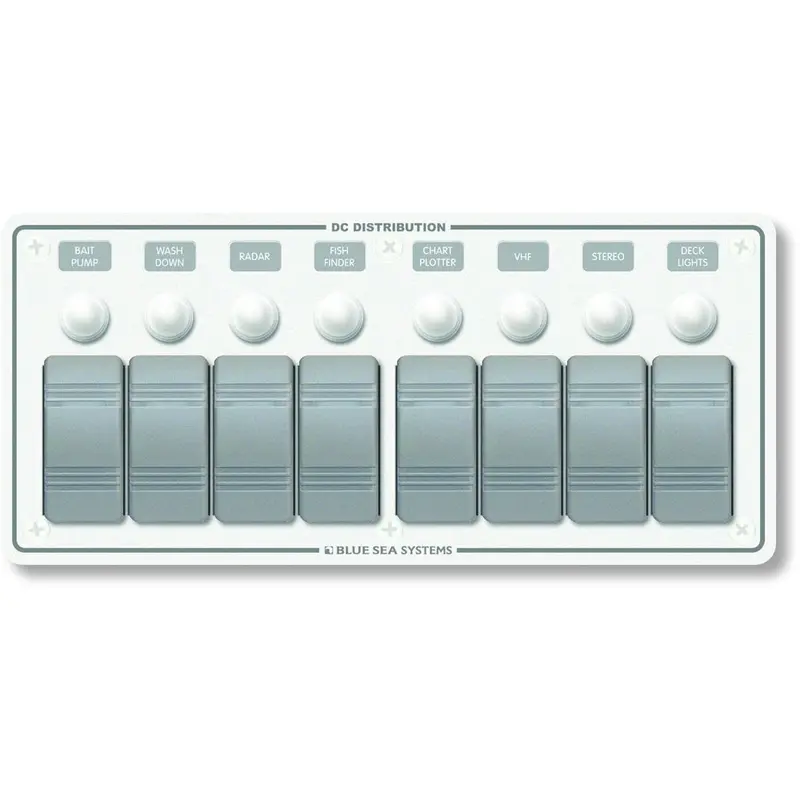 Blue Sea 8271 8-Position Waterproof Horizontal Mount Panel – White 1