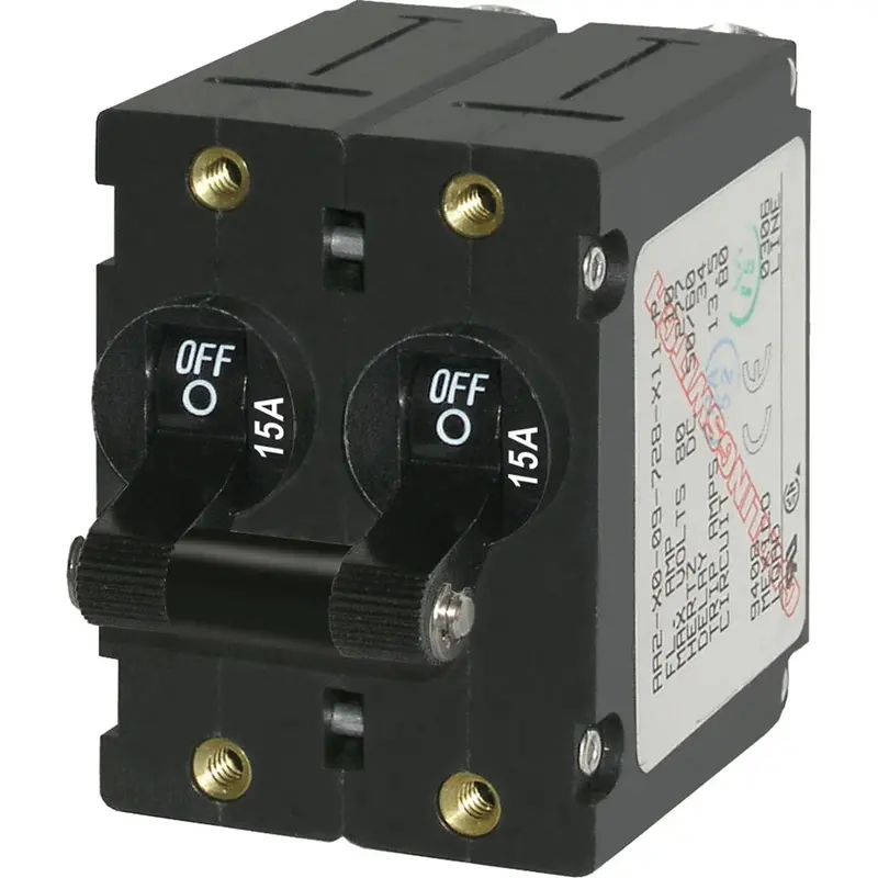 Blue Sea A-Series 15A Double-Pole Black Toggle Switch (Model 7234) 1