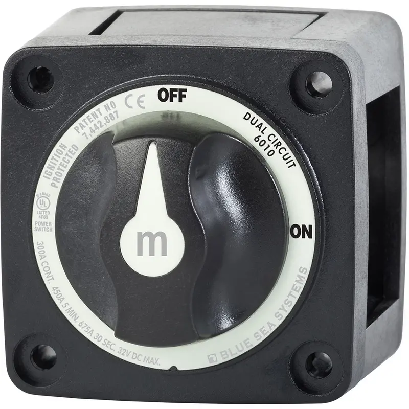 Blue Sea Dual-Circuit Battery Switch – 200A Rated, Compact Black Design (Model 6010200) 1