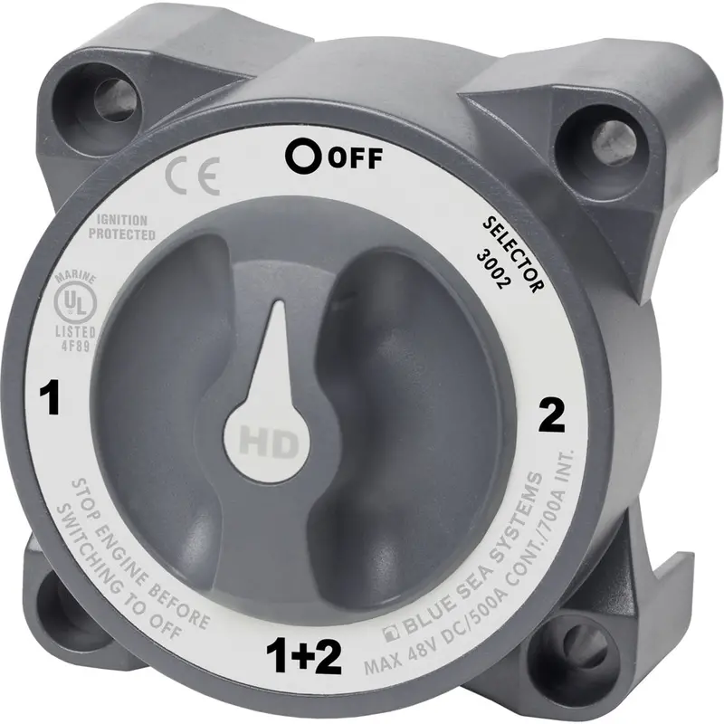 Blue Sea Hd-Series Dual-Battery Selector Switch — Manual On/Off Control (Model 3002) 1