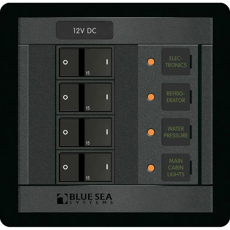 Blue Sea Systems 1216 Space-Saving 12V Dc 4-Circuit Panel 1