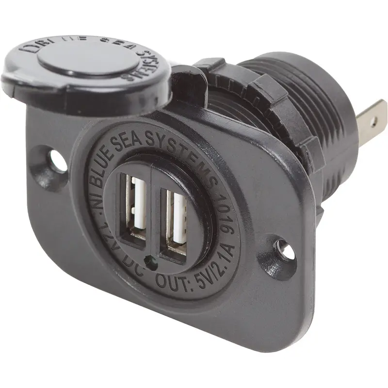Blue Sea Systems Dual Usb Charging Socket With Waterproof Cap – 12V Marine Grade (1016) 1