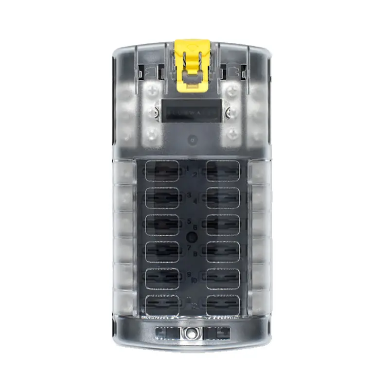 Bluewater 12-Circuit Atc Fuse Block With Yellow Slide Cover [3200-3003-012] 1