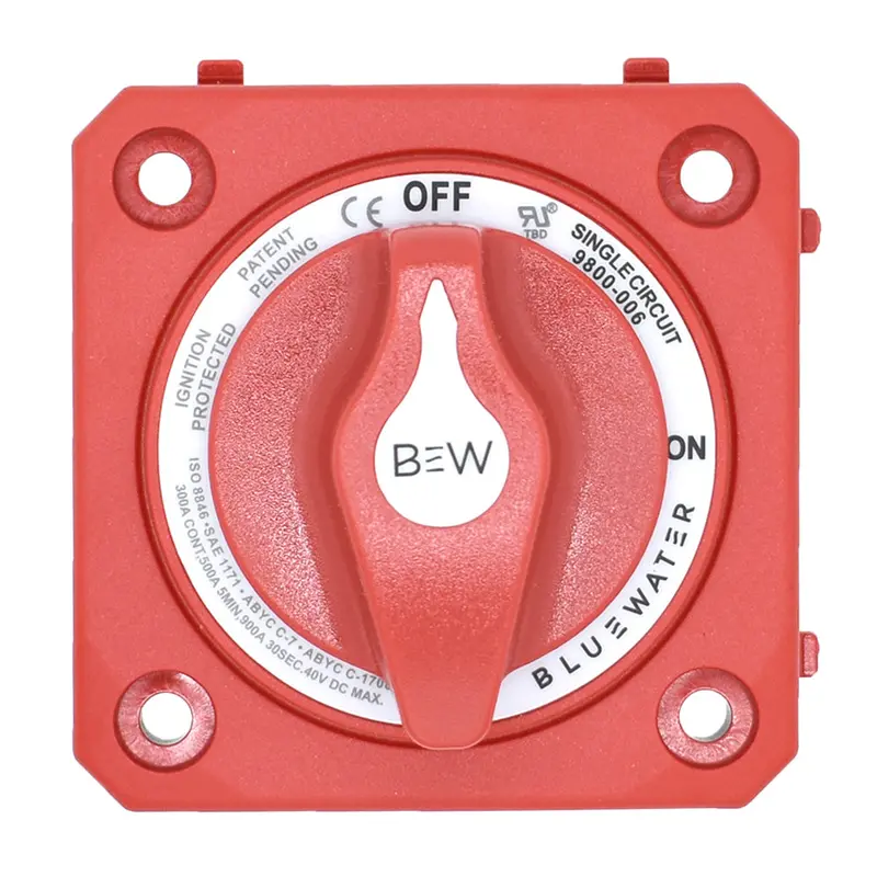 Bluewater Red Panel-Mount Battery On/Off Switch – Model 9800-006-10 1