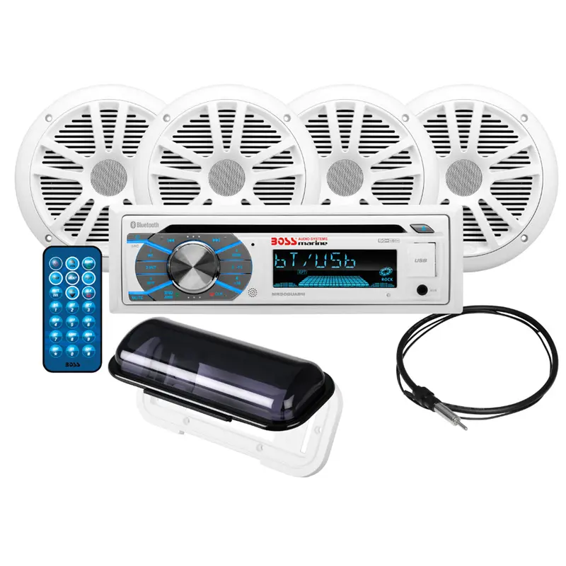 Boss Audio Mck508Wb.64S Marine Stereo Kit — White, Includes Two 6.5-Inch Speaker Pairs [Mck508Wb.64S] 1