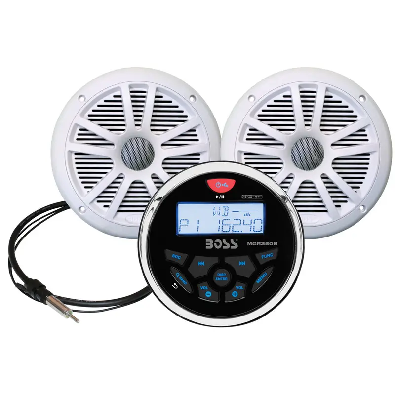 Boss Audio Mckgb350W.6 Marine Stereo & Speaker Package – 6.5" White Speakers [Mckgb350W.6] 1