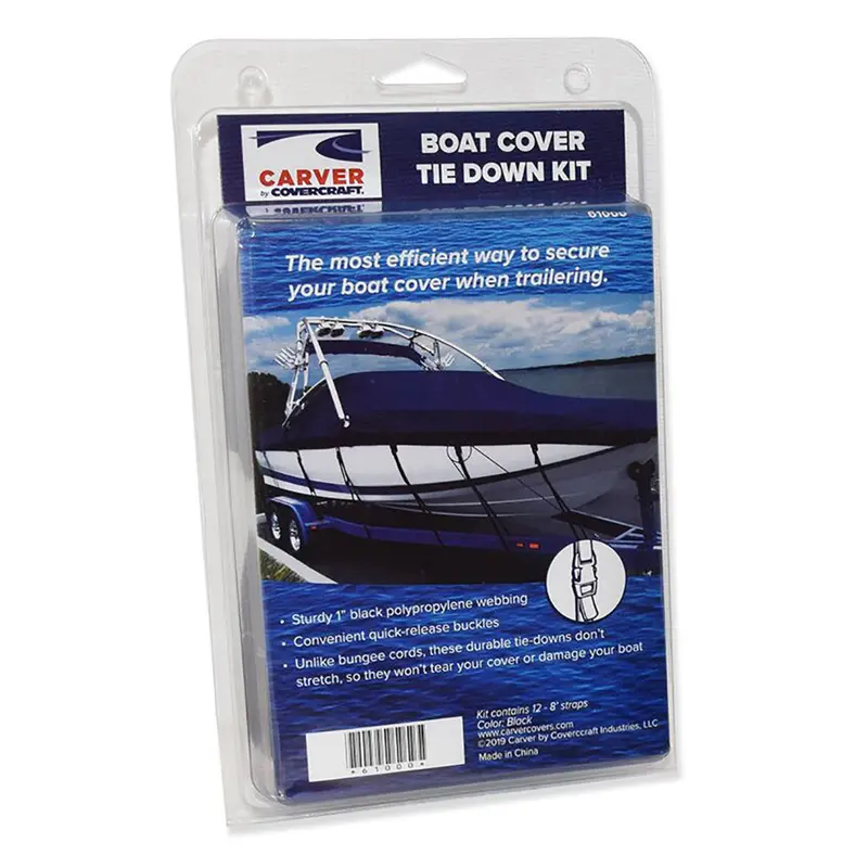 Carver Complete Boat Cover Tie-Down Kit – Includes Straps, Buckles, And Anchors [61000] 1