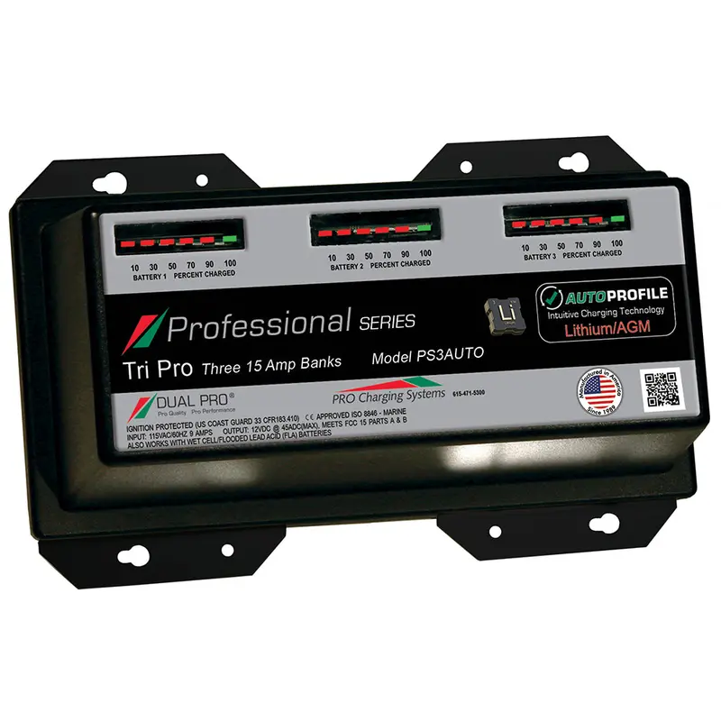 Dual Pro Ps3Auto 15A 3-Bank Smart Charger For Lithium And Agm Battery Banks 1