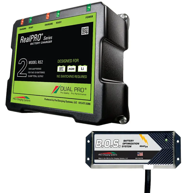 Dual Pro Rs2 Rugged-Use 2-Bank 12V Marine Battery Charger With Dual-Bank Battery-On-Start (B.O.S.) Support (Rs2/Bos12V2) 1