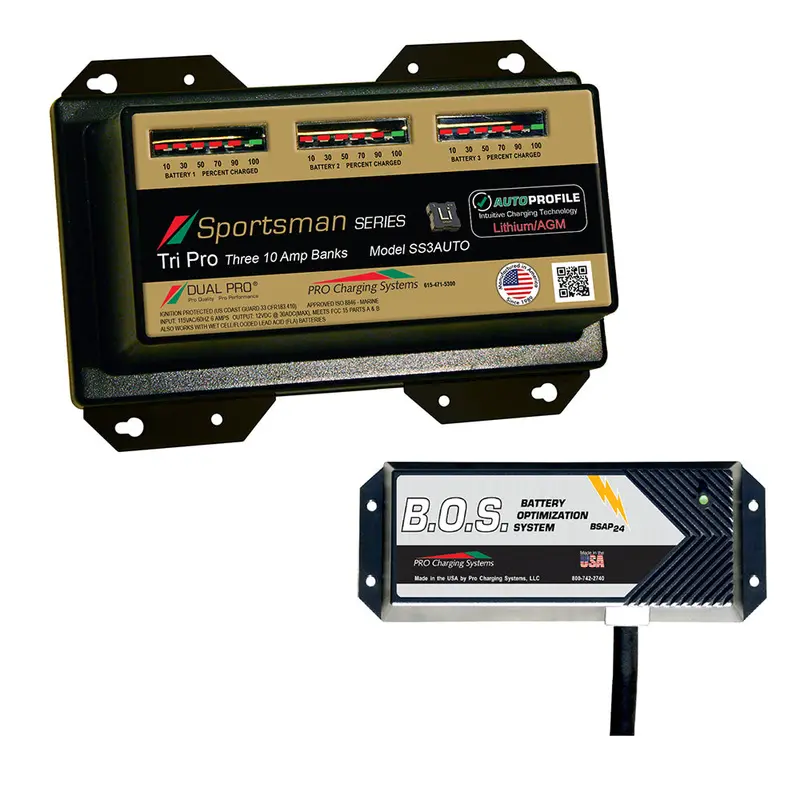 Dual Pro Ss3 Fully Automatic 3-Bank 12V Marine Battery Charger With Dual-Bank Battery-On-Start (B.O.S.) Support (Ss3Auto/Bos12V2) 1