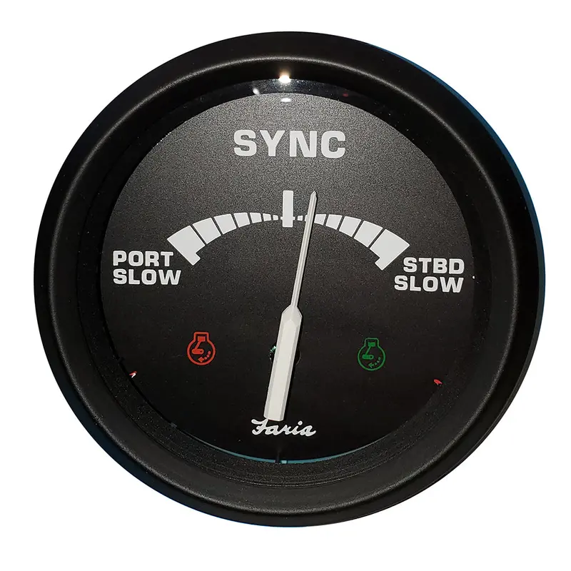 Faria 4-Inch Dual-Engine Synchronizer Gauge For Gas And Diesel Applications 1
