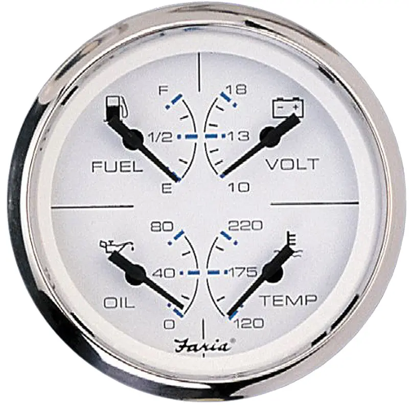 Faria Chesapeake 4" White Stainless Multifunction Marine Gauge – Speed, Depth, Temp [33851] 1