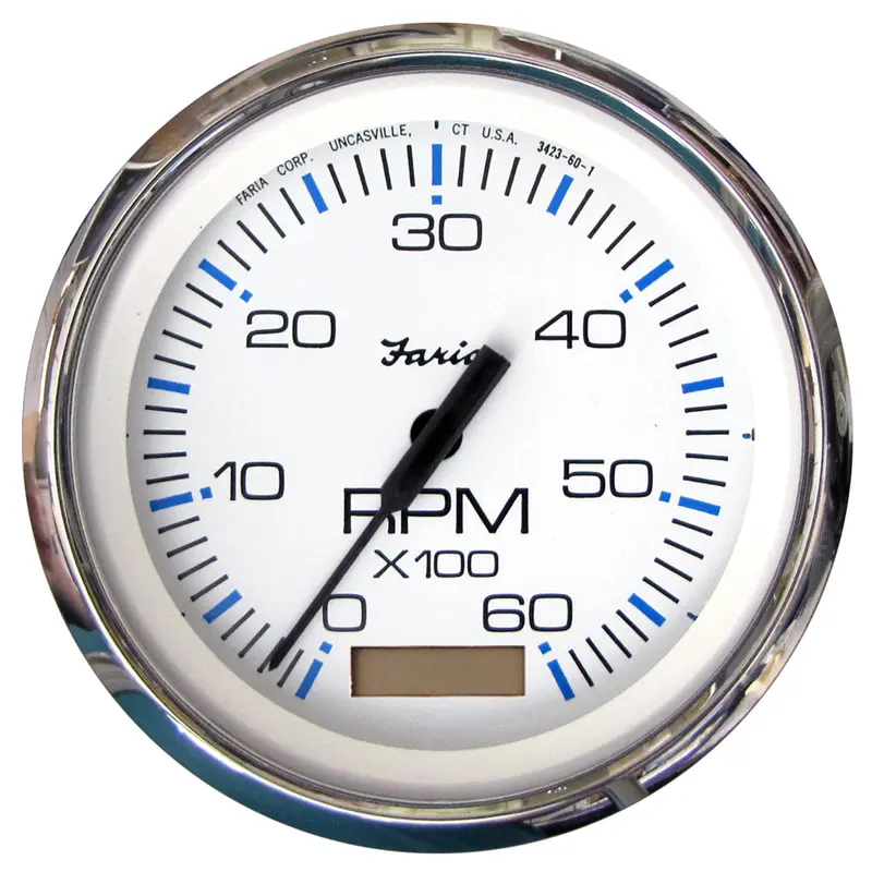 Faria Chesapeake Stainless Steel 4-Inch Gas Inboard/Io Tachometer With Hourmeter – 6000 Rpm [33832] 1