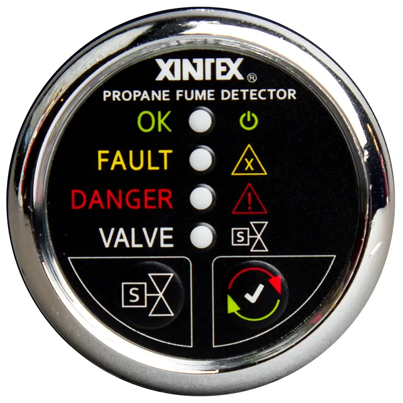 Fireboy-Xintex Propane Fume Detector With Auto Shut-Off – Single Plastic Sensor, No Solenoid, Chrome Bezel – Model P-1Cnv-R 1