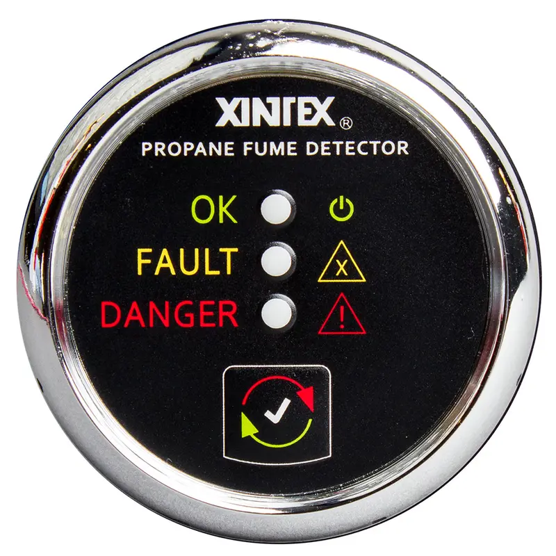 Fireboy-Xintex Propane Fume Detector With Plastic Sensor – Chrome Bezel Display, No Solenoid Valve (Model P-1C-R) 1