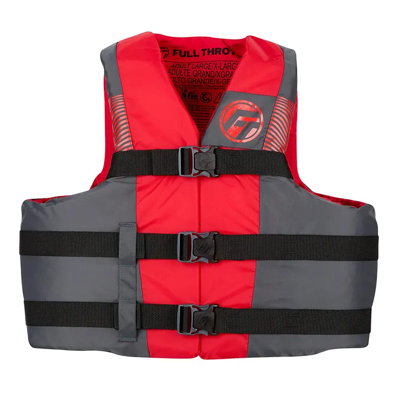 Full Throttle Adult Nylon Life Vest – Type Iii, Black/Red, Size 4X–7X 1
