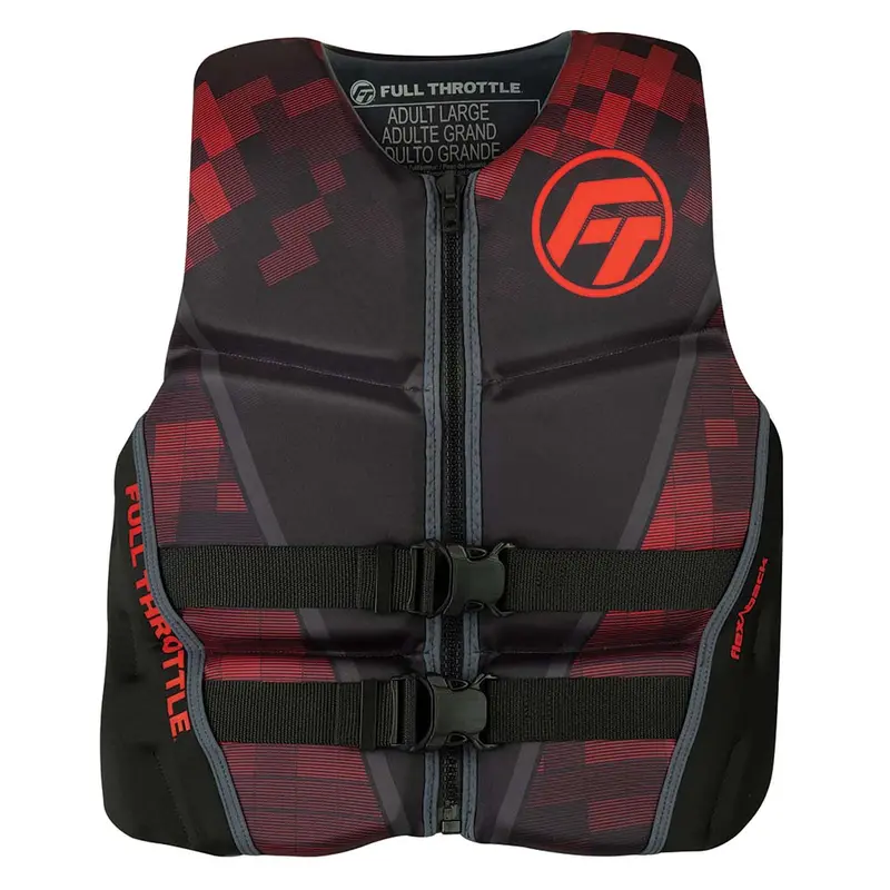 Full Throttle Men’S Rapid-Dry Flex-Back Life Jacket – Medium (Black/Red) 1