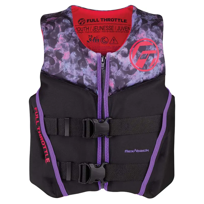 Full Throttle Youth Rapid-Dry Flex-Back Pfd – Pink/Black, Universal Youth Size [142500-105-002-22] 1