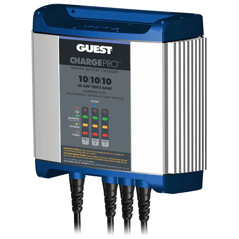 Guest 30-Amp Onboard Battery Charger – 12-Volt, 3-Bank Intelligent Charging Solution [2731A] 1