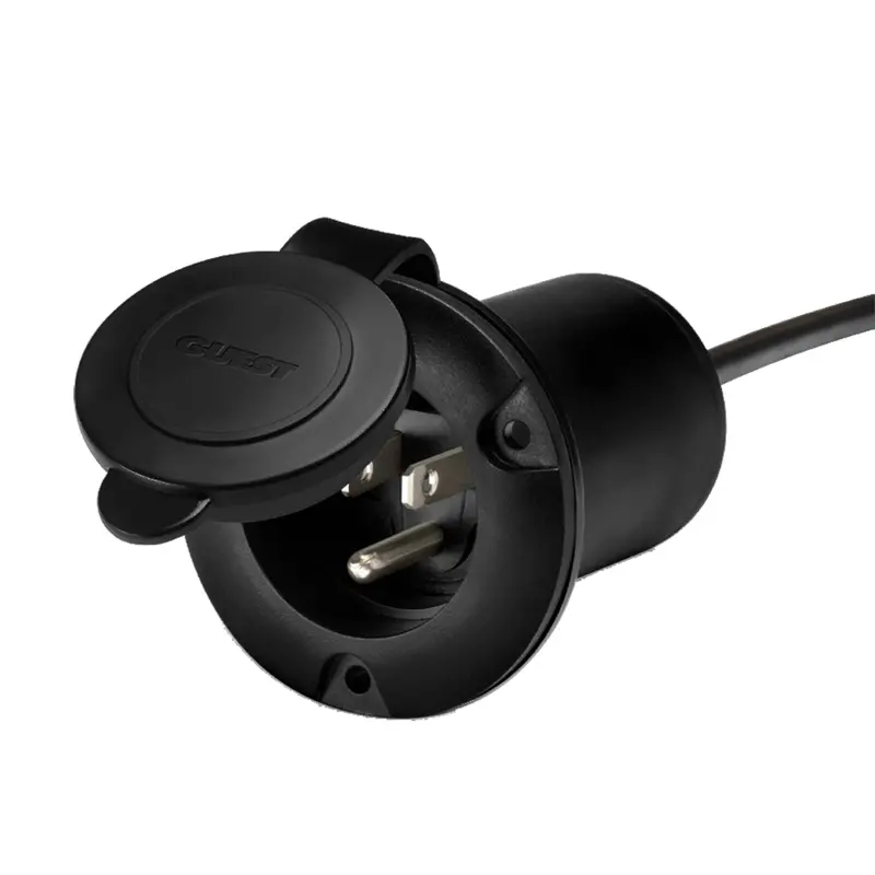 Guest Ac Universal Plug Holder – Compact Black Mounting Base 1