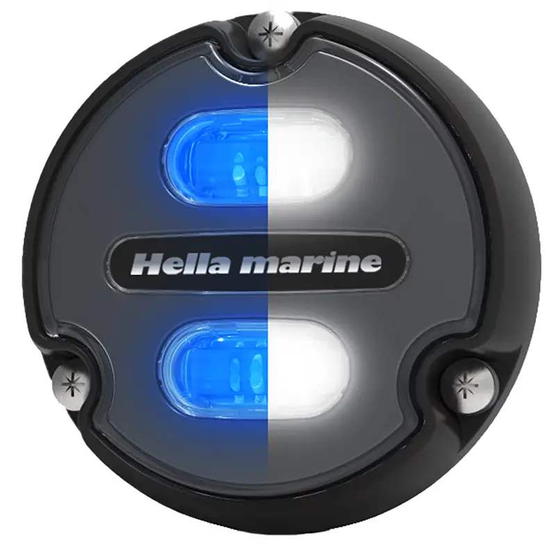 Hella Marine Apelo A1 Blue/White Underwater Light – 1800 Lumens, Black Housing, Charcoal Lens 1