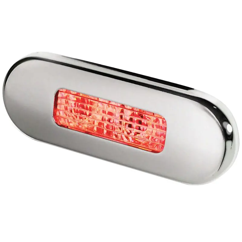 Hella Marine Oblong Surface-Mount Led Courtesy Lamp – Red Led, Stainless Steel Bezel 1
