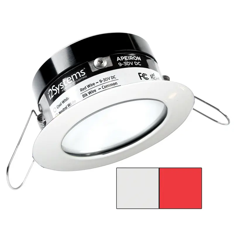 I2Systems Apeiron Pro A503 – 3W Round Spring-Mount Light, Cool White + Red, White Finish (A503-31Aag-H) 1