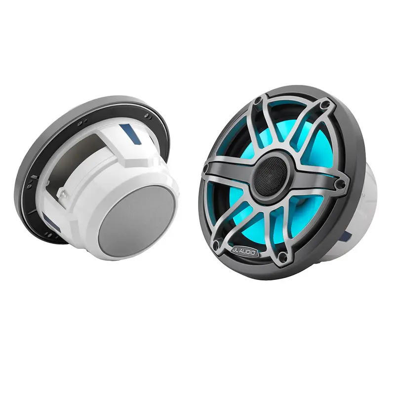 Jl Audio M6-770X-S-Gmti-I: 7.7" Marine Coaxial Speakers With Grey Metallic Sport Grille & Transflective Led Lighting 1