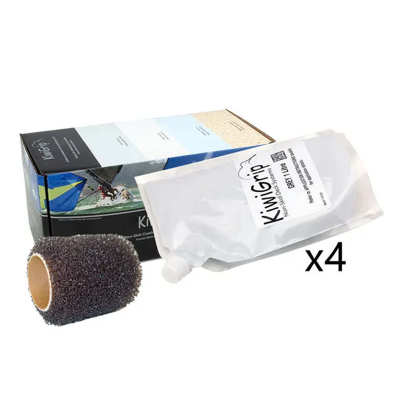 Kiwigrip 4-Pack 1L Non-Slip Coating Pouches – Grey With 4" Roller [Kg-4Gp-R] 1