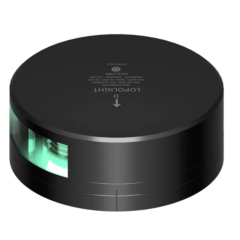 Lopolight 2-Nautical-Mile Green Starboard Light – Black Housing With Fb Mount [301-008-Fb-B] 1