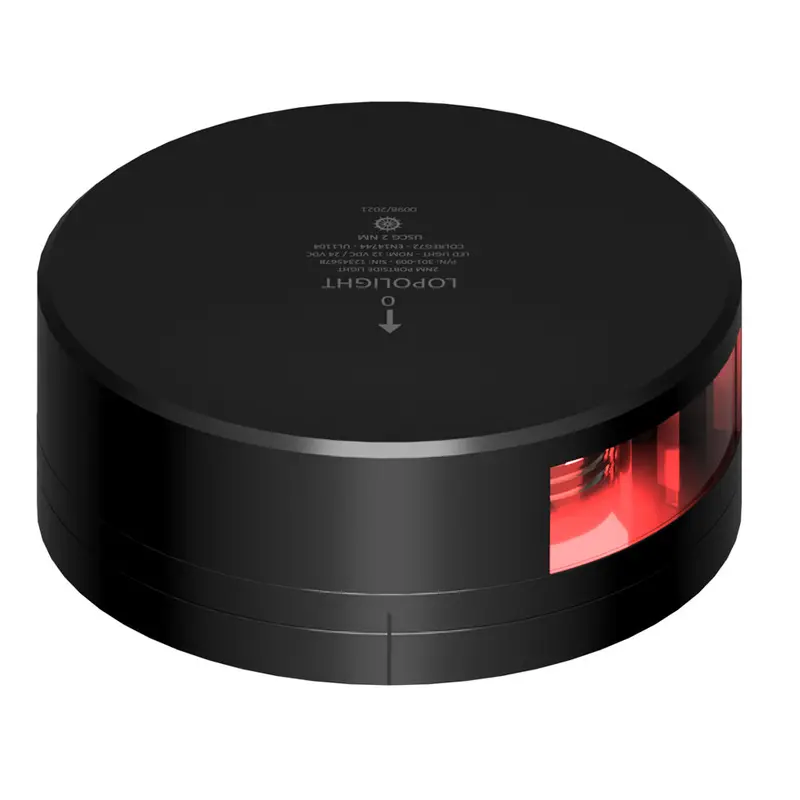 Lopolight 2-Nautical-Mile Red Port Navigation Light – Black Housing With Flat Base [301-009-Fb-B] 1