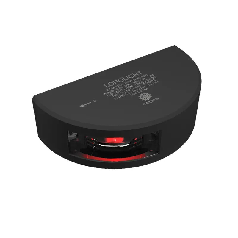 Lopolight Series 301 Port Sidelight – 2Nm, Vertical Mount, Red Beam, Black Housing [301-002-B] 1