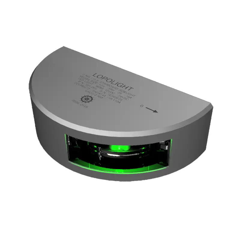 Lopolight Series 301 Starboard Sidelight – 2Nm, Vertical Mount, Green Beam, Silver Housing [301-001] 1