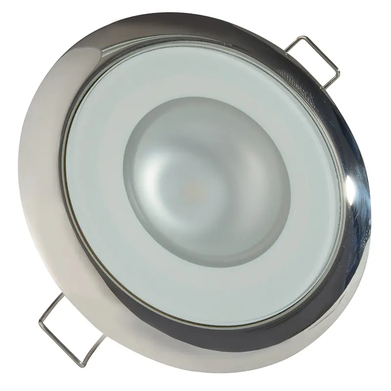 Lumitec Mirage Flush-Mount Downlight – Glass Lens, Polished Ss Bezel, Fixed White Output 1