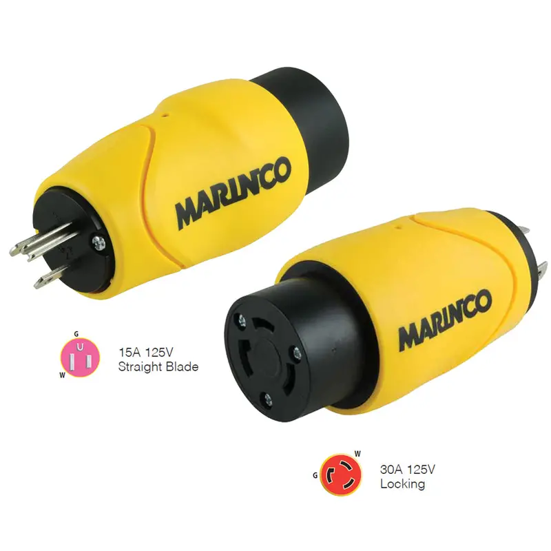 Marinco 15A To 30A Adapter – Straight Male To Locking Female Converter (Model S15-30) 1