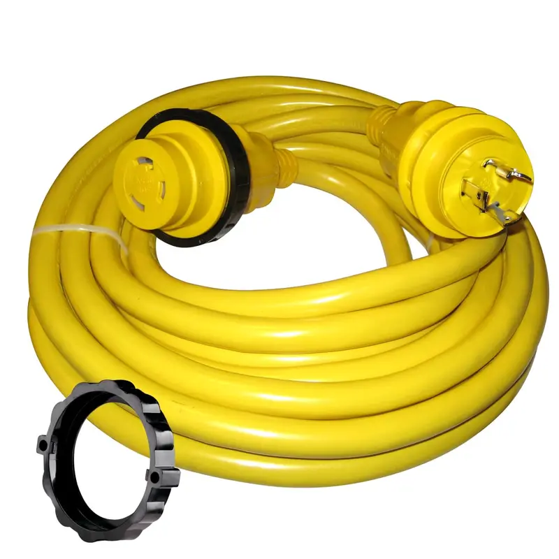 Marinco 30-Amp Power Cord Set – 35-Foot Yellow Marine-Grade Cable 1