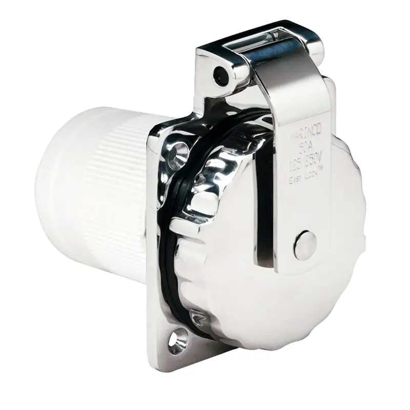 Marinco 50A Stainless Steel Shore Power Inlet – 125/250V With Enclosure (Model 6373El-B) 1