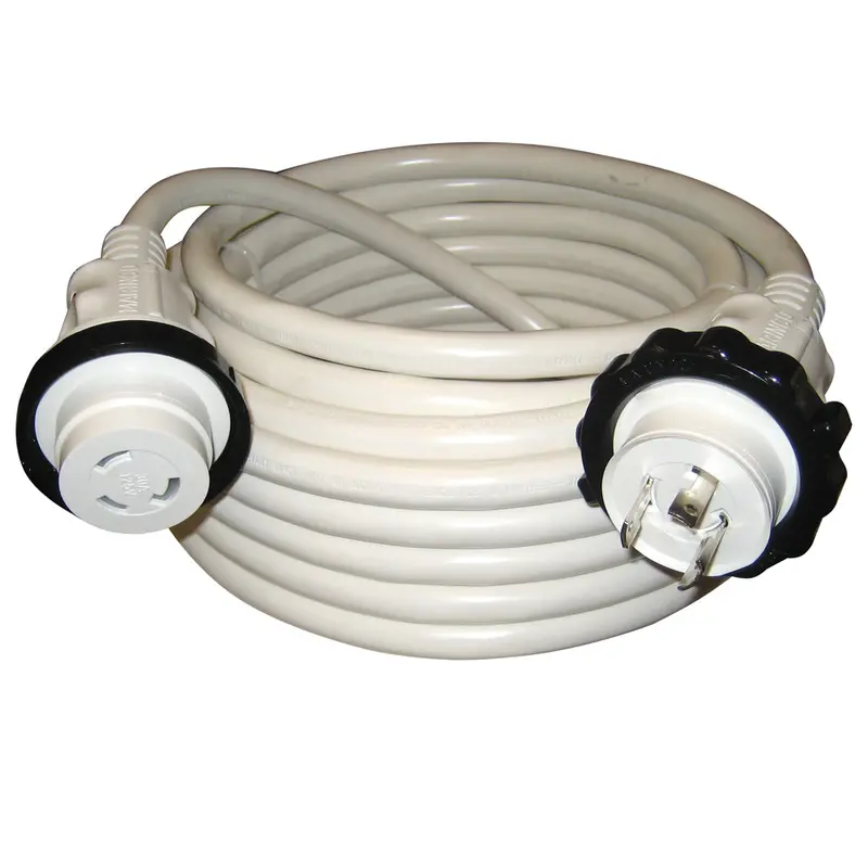 Marinco White 50-Foot 30A 125V Molded Standard Marine Power Cord – Model 199120 1