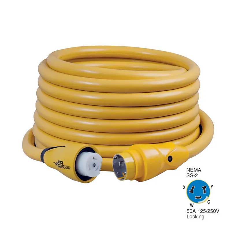 Marinco Yellow 50-Foot 50A 125/250V Marine Shore Power Cordset – Model Cs504-50 1