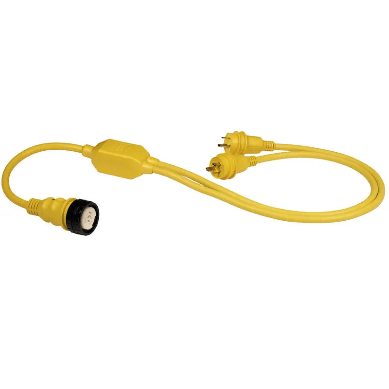 Marinco Yellow Reverse Y-Cable: One 50A Female To Two 30A Male Outputs – Model Ry504-2-30 1