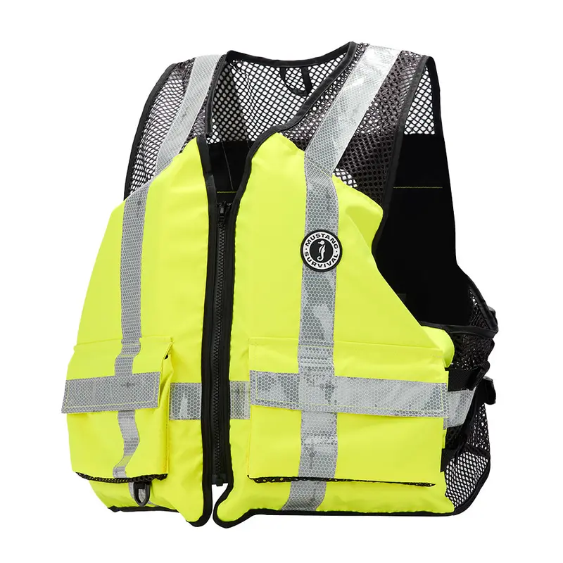Mustang Industrial Hi-Vis Mesh Safety Vest — Fluorescent Yellow-Green, Size L/Xl 1