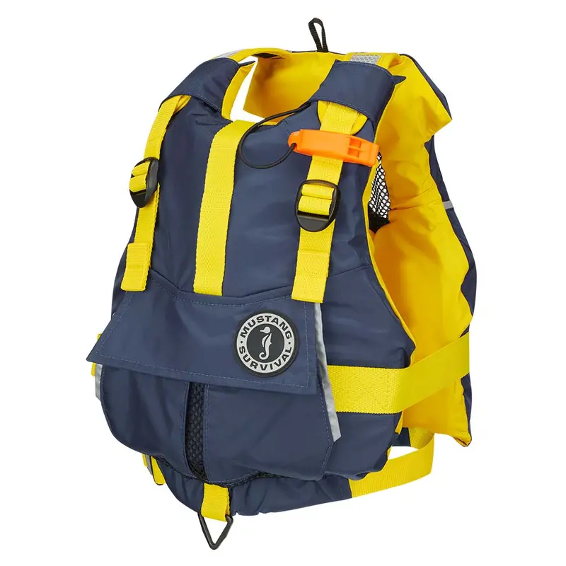 Mustang Youth Foam Life Vest – Yellow & Navy 1