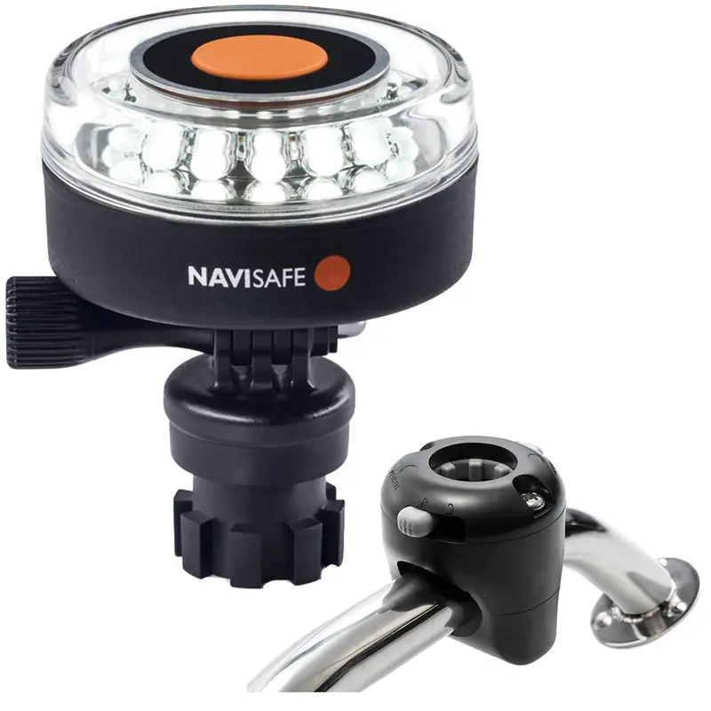 Navisafe Navilight 360° White Marine Light – 2Nm With Rail-Mount Navimount Base (Black) [040Kit] 1