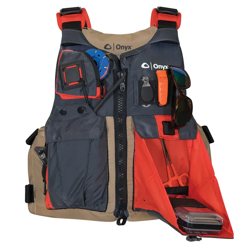 Onyx Kayak Fishing Vest – Adult Universal Fit In Tan/Grey [121700-706-004-17] 1